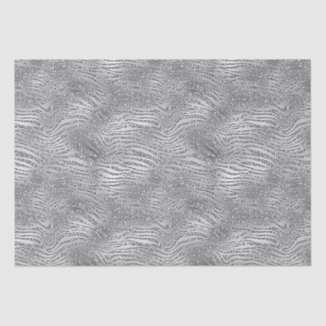 Silver Glitz Zebra Print Seidenpapier (Vorderseite)
