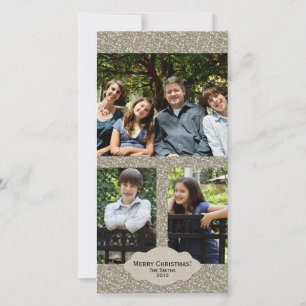 Silver Glitzer Adjusted 3-Foto Weihnachtskarte Feiertagskarte