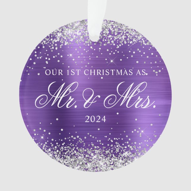 Silver Glitzer Amethyst Foil 1. Foto Ornament (Vorderseite)