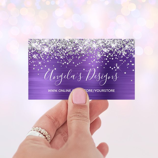 Silver Glitzer Amethyst Foil Online Store Visitenkarte (Silver Glitter Amethyst Foil Online Store Business Card)