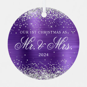 Silver Glitzer Amethyst Foil Unser 1. Weihnachtsfe Ornament Aus Metall