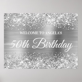 Silver Glitzer and Foil 50. Geburtstag Willkommen Poster