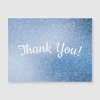 Silver Glitzer auf blau Danke Magnetic Card Magnetkarte