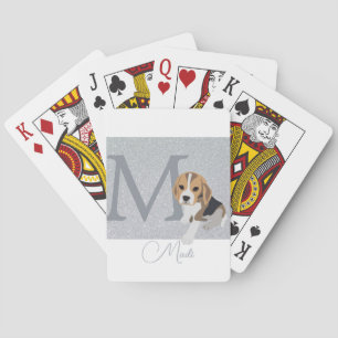 Silver Glitzer Beagle Hund Liebhaber Personalisier Spielkarten