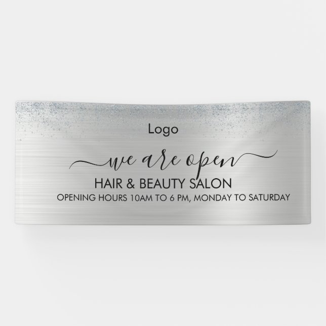 Silver Glitzer Beauty Salon Banner (Horizontal)