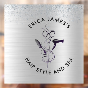 Silver Glitzer Beauty Salon Fensteraufkleber