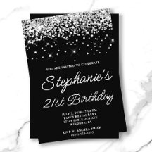 Silver Glitzer Black 21. Geburtstag