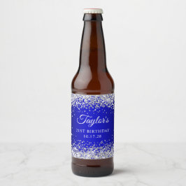 Silver Glitzer Black Blue Ombre 21. Geburtstag Bierflaschenetikett