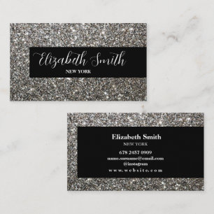Silver Glitzer Black Business Card Visitenkarte