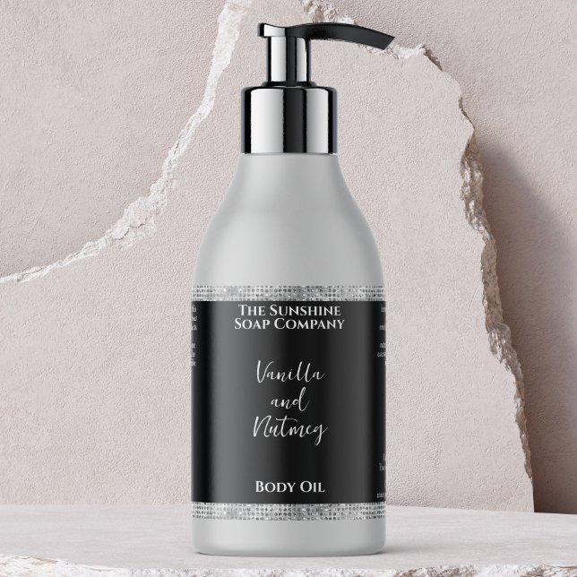 Silver Glitzer & Black Cosmetics Flasche Rechteckiger Aufkleber (Von Creator hochgeladen)