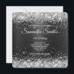 Silver Glitzer Black Foil 40th Birthday Monogram Einladung<br><div class="desc">Eine glamouröse mit Monogramm 40. Geburtstagsfeier mit abgerundeter Eckform für sie. Imitate funkelnd silberner Glitzer gegen ein koordinierendes Imitat glänzend schwarz gebürstete Metallfolienbild. Das extravagante kalligraphische Monogramm und Text können individuell angepasst werden. Die Schattentextebenen können entfernt oder die Farbe geändert werden. Das ganze Glanz und Glanz dieses modernen, mädchenhaften Designs...</div>