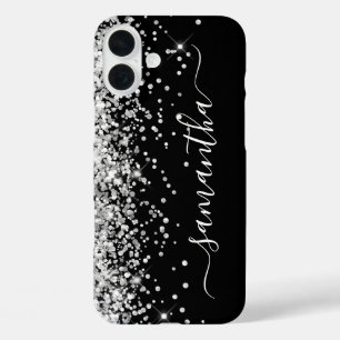 Silver Glitzer Black Girly Signature iPhone 16 Plus Hülle