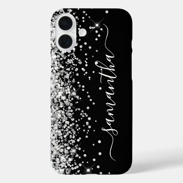 Silver Glitzer Black Girly Signature Case-Mate iPhone Hülle (Rückseite)