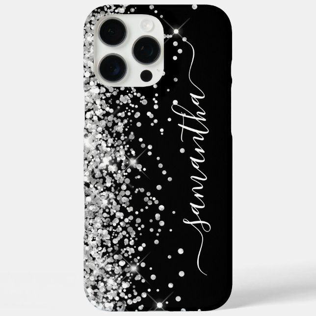 Silver Glitzer Black Girly Signature Case-Mate iPhone Hülle (Rückseite)