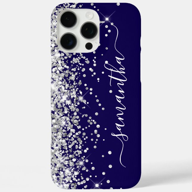 Silver Glitzer Black Girly Signature Case-Mate iPhone Hülle (Rückseite)