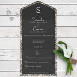 Silver Glitzer & Black Glam Modernes No Dinner All In One Einladung<br><div class="desc">MIT ODER OHNE QR CODE IM UAWG BEREICH ODER MIT ODER OHNE ABENDESOPTIONEN. Dieses Design ist einfach, aber elegant, komplett mit dem Bräutigam oder Braut's letzte erste auf der Außentafel und innen oben. Die Grenze ist ein silberner Imitat Glitzer. Fügen Sie Ihrer Einladung einen personalisierten QR-Code hinzu, damit Besucher schnell...</div>