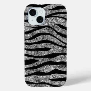 Silver Glitzer & Black Zebra Streifen Case-Mate iPhone Hülle