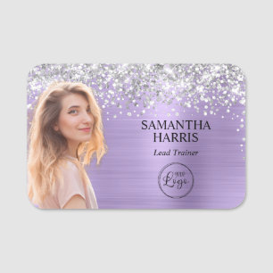 Silver Glitzer Blale Lila Foil Cutout Foto Logo Namensschild