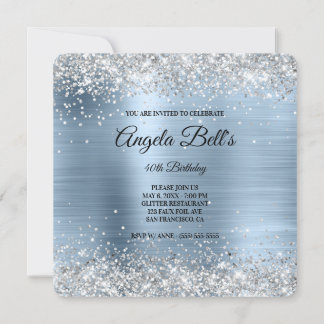 Silver Glitzer Blassblauer Fohlen Extravagantes Mo Einladung