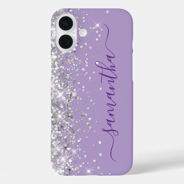 Silver Glitzer Blasses Lila Girl Signature Case-Mate iPhone Hülle (Rückseite)
