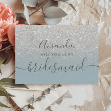 Silver Glitzer blue ombre Skript meine Bridesmaid