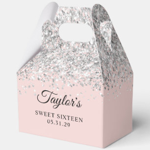 Silver Glitzer Blush 16 . Geburtstag Geschenkschachtel