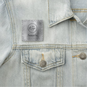 Silver Glitzer Border and Foil Logo Namensschild