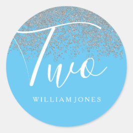 Silver Glitzer Boys Blue 2. Party Runder Aufkleber
