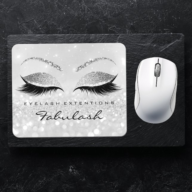 Silver Glitzer Branding Beauty Studio Lashes 2Glam Mousepad (Von Creator hochgeladen)