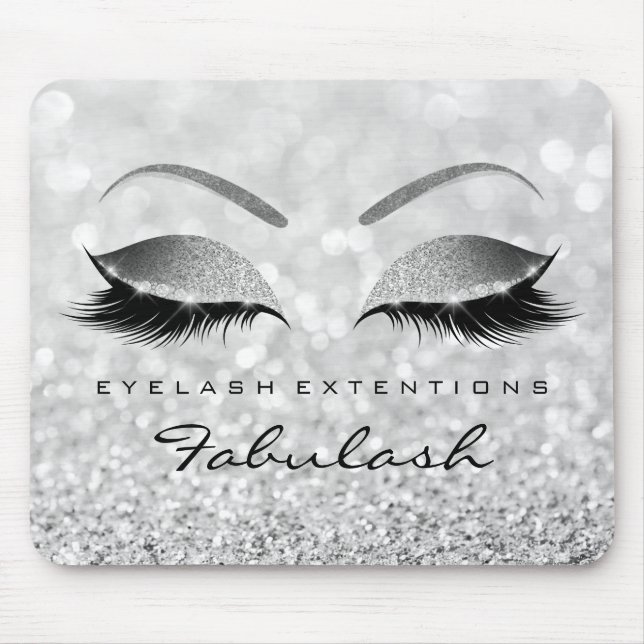 Silver Glitzer Branding Beauty Studio Lashes Grau Mousepad (Vorne)