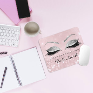 Silver Glitzer Branding Beauty Studio Lashes Pink Mousepad