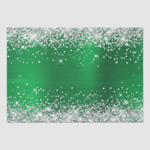 Silver Glitzer Bright Green Ombre Foil Seidenpapier