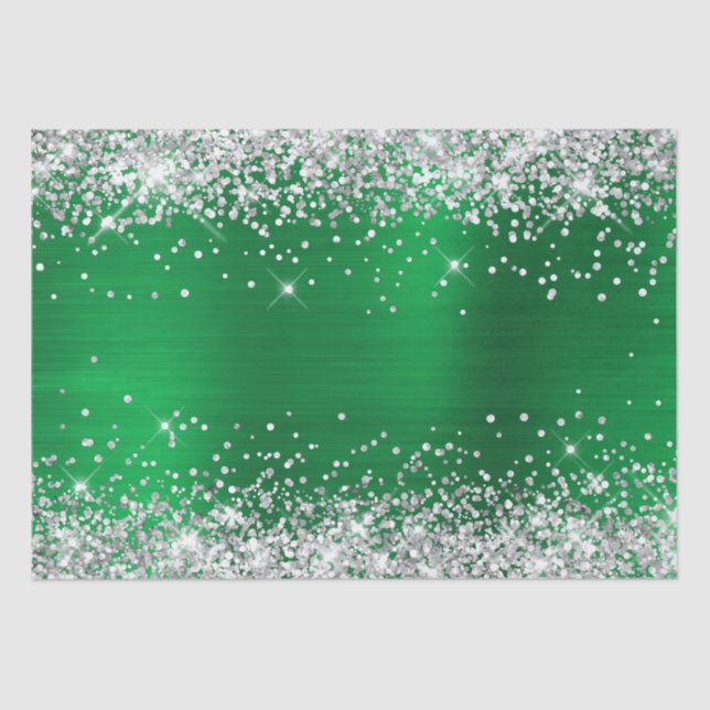 Silver Glitzer Bright Green Ombre Foil Seidenpapier (Vorderseite)