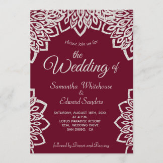 Silver Glitzer Burgundy Elegante Wedding Einladung