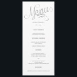 Silver Glitzer Calligraphy Wedding Menu Cards Menükarte<br><div class="desc">Silver Glitzer Calligraphy Wedding Menu Cards</div>