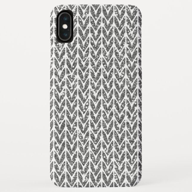 Silver Glitzer Chevrons Strick Style Print Case-Mate iPhone Hülle (Rückseite)