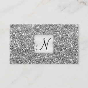 Silver Glitzer Chic Glam Glitzy Salon Wellness-Cen Visitenkarte
