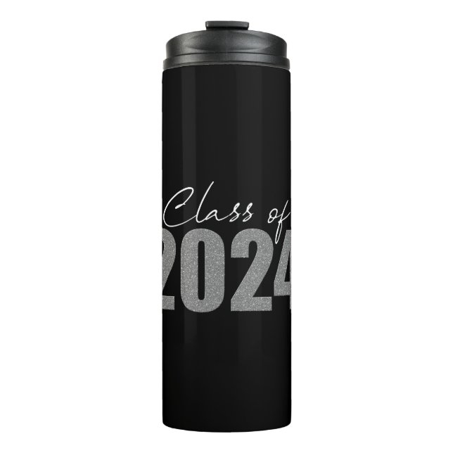 Silver Glitzer Class of 2024 Thermosbecher (Vorderseite)