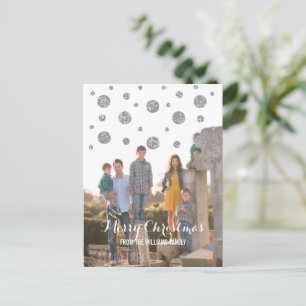 Silver Glitzer Confetti Holiday Foto Postkarte