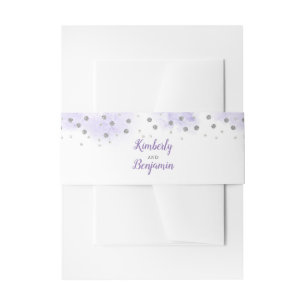 Silver Glitzer Confetti und Lila Waschen Hochzeit Einladungsbanderole
