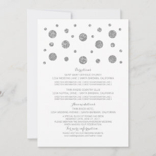 Silver Glitzer Confetti Wedding Information Card Einladung