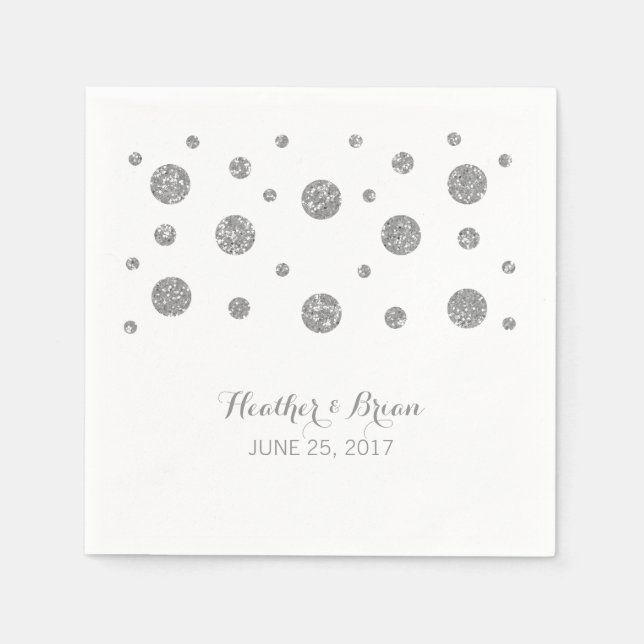 Silver Glitzer Confetti Wedpaper Napkins Serviette (Vorderseite)