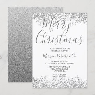 Silver Glitzer Corporate oder Family Weihnachten P Einladung