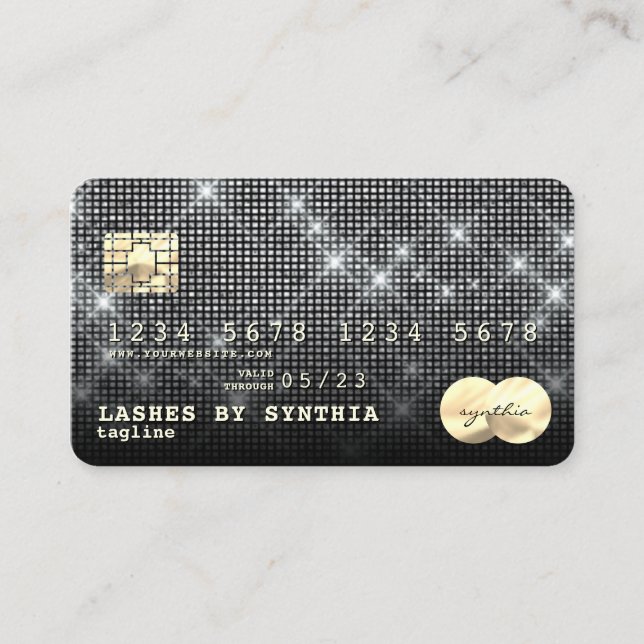 Silver Glitzer Credit Card Style modern Visitenkarte (Vorderseite)