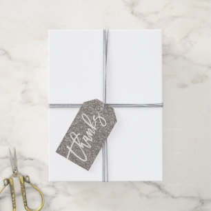 Silver Glitzer Dank Geschenkmarke Dusche Gefallen Geschenkanhänger