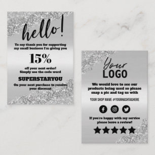 Silver Glitzer Danke, dass Sie die Einsteckkarte e Visitenkarte