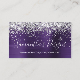 Silver Glitzer Dark Violet Foil Online Store Visitenkarte
