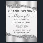 Silver Glitzer Diamond Glam Business Grand Opening Flyer<br><div class="desc">Silver Glitzer Diamond Glam Business Grand Opening Flyer. Eleganter silberner Glitzer handbuchstabiert Stil Kalligraphie Skript berufliches Design. Perfekt für Make-ups,  Haarstylisten,  Kosmetologen und mehr!</div>
