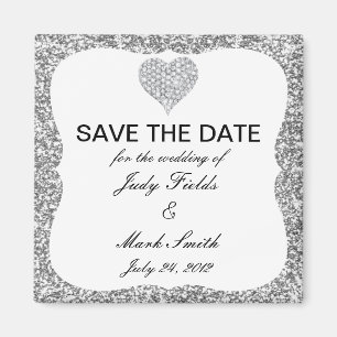 Silver Glitzer Diamond Heart speichern Datum Magne Magnet