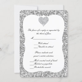 Silver Glitzer Diamond Heavy Response Card Einladung